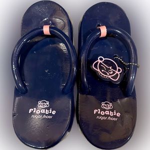 RARE Y2K Sugar Floatie Shoes NAVY PINK flip flops sz L(9/10) pool beach sandal